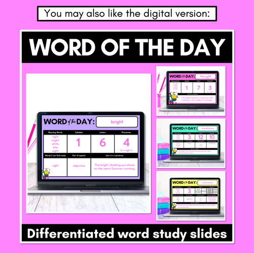 Resource preview 5 for Word of the Day Poster Display - Differentiated Word Study Activity