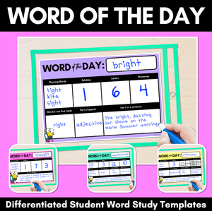 Word of the Day Student Templates - Differentiated Word Study Activity