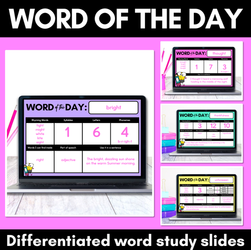 Resource preview 1 for Word of the Day Slides - Differentiated Word Study Teaching Slides