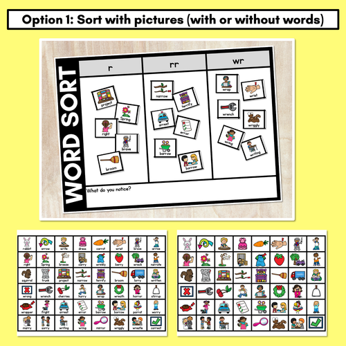 Resource preview 2 for CONSONANT PHONEME R WORD SORT