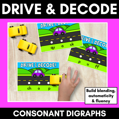 Resource preview 1 for Blending Consonant Digraph Words with Cars - Drive & Decode