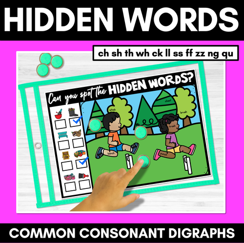 Resource preview 5 for HIDDEN WORD MATS - No Prep Phonics Game BUNDLE