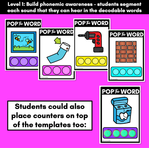 Resource preview 2 for LL SS FF ZZ CK WORDS POPPIT TASK CARDS - Phonemic Awareness + Word Mapping