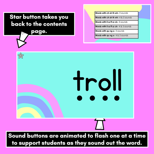 Resource preview 2 for Sound Button Slides for Consonant Digraphs - Animated PowerPoint