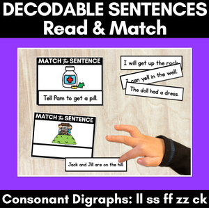 LL SS FF ZZ CK Decodable Sentences - Read and Match