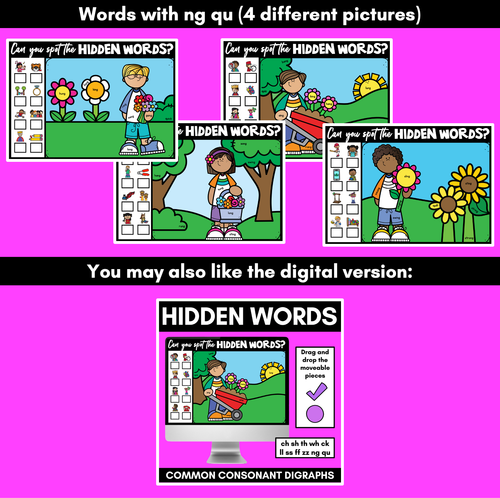 Resource preview 4 for HIDDEN CONSONANT DIGRAPH WORD MATS - No Prep Phonics Games