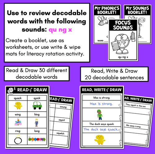 Resource preview 2 for QU NG X Worksheets - PHONICS REVIEW for Consonant Digraphs