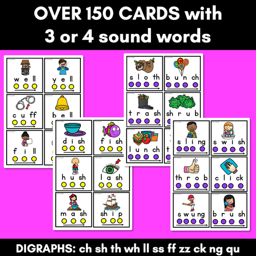 Resource preview 3 for Blend & Segment Consonant Digraph Words - Sound Button Cards + Segmenting Mats