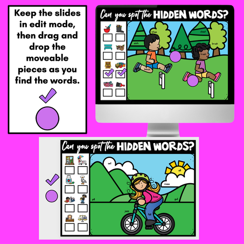 Resource preview 2 for CONSONANT DIGRAPH HIDDEN WORDS SLIDES - Digital Phonics Game