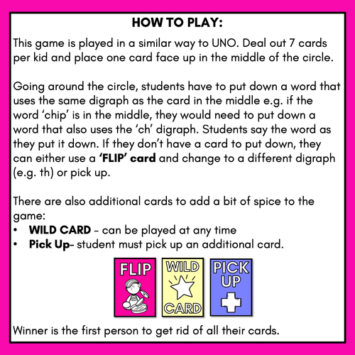 Resource preview 2 for CH SH TH WH Card Game - Phonics Flip for Consonant Digraphs