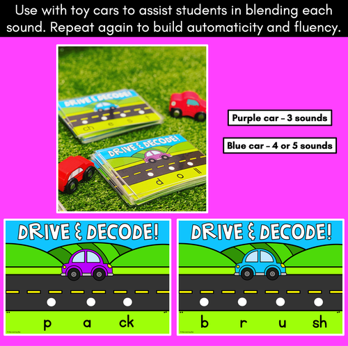 Resource preview 3 for Blending Consonant Digraph Words with Cars - Drive & Decode