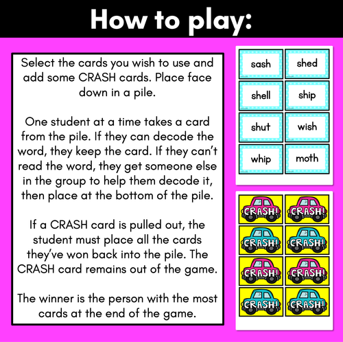 Resource preview 2 for CONSONANT DIGRAPHS CARD GAME - ch sh th wh ck ll ss ff zz qu ng