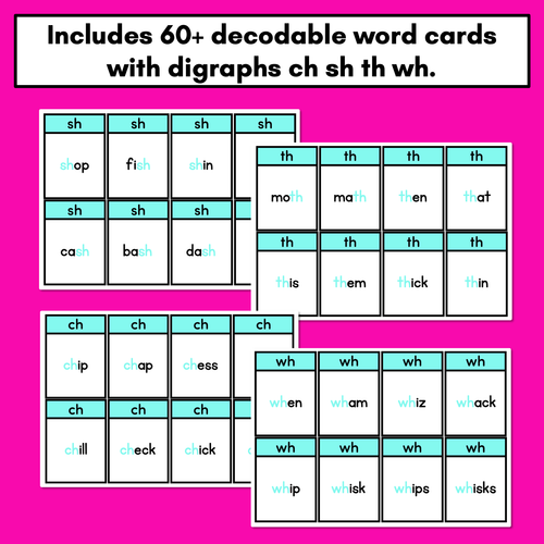 Resource preview 3 for CH SH TH WH Card Game - Phonics Flip for Consonant Digraphs