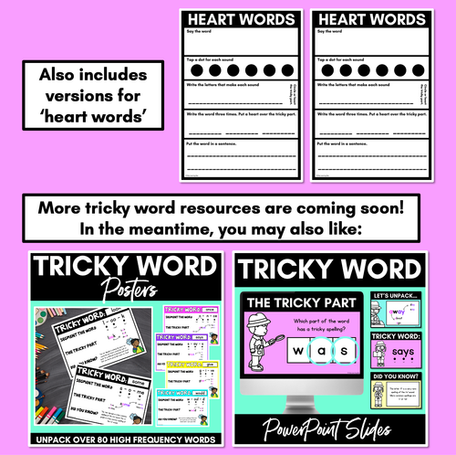 Resource preview 4 for Tricky Word Mapping Templates - Orthographic Mapping for Heart Words