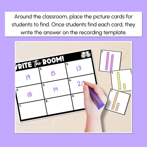 Resource preview 2 for WRITE THE ROOM - Base Ten Blocks Numbers 1 - 10 or 11 - 20