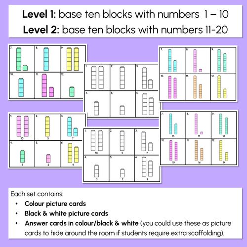 Resource preview 4 for WRITE THE ROOM - Base Ten Blocks Numbers 1 - 10 or 11 - 20