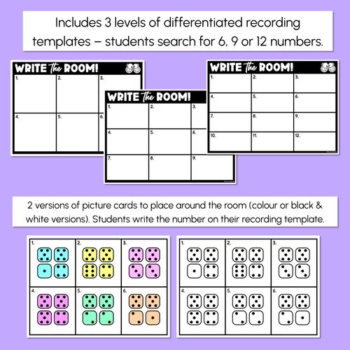 Resource preview 3 for WRITE THE ROOM - Dice - Numbers 1-10 or 11-20