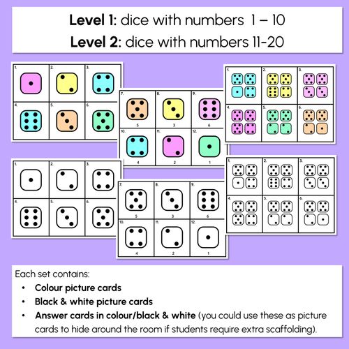 Resource preview 4 for WRITE THE ROOM - Dice - Numbers 1-10 or 11-20