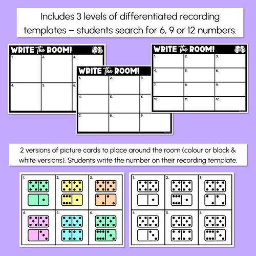 Resource preview 3 for WRITE THE ROOM - Dominoes - Numbers 1-10 or 11-20