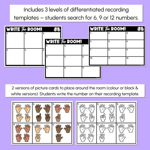 Resource preview 3 for WRITE THE ROOM - Fingers - Numbers 1-10 or 11-20