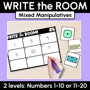 WRITE THE ROOM - Mixed Manipulatives - Numbers 1-10 or 11-20