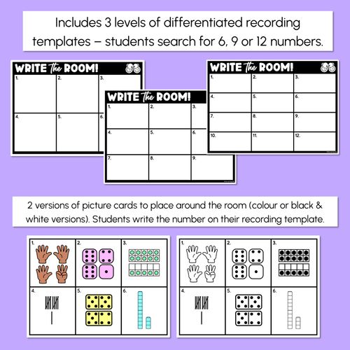 Resource preview 3 for WRITE THE ROOM - Mixed Manipulatives - Numbers 1-10 or 11-20