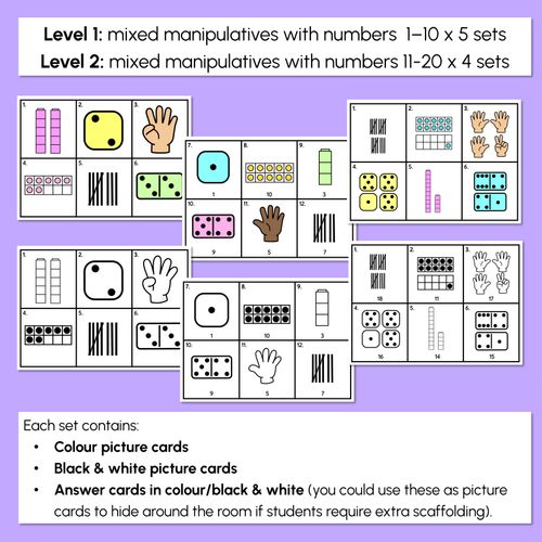 Resource preview 4 for WRITE THE ROOM - Mixed Manipulatives - Numbers 1-10 or 11-20
