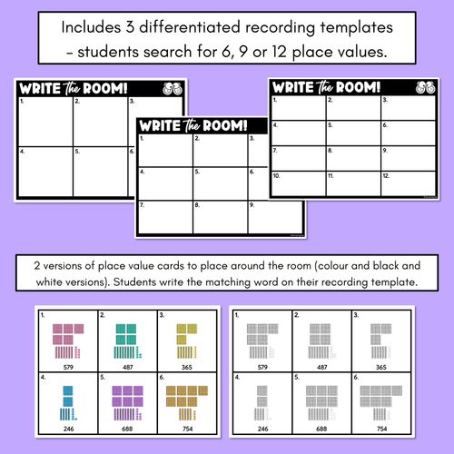 Resource preview 3 for WRITE THE ROOM - Place Value Numbers 100  - 1000