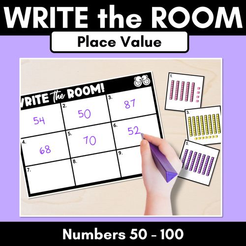 Resource preview 1 for WRITE THE ROOM - Place Value Numbers 50  - 100