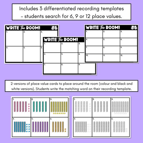 Resource preview 3 for WRITE THE ROOM - Place Value Numbers 50  - 100