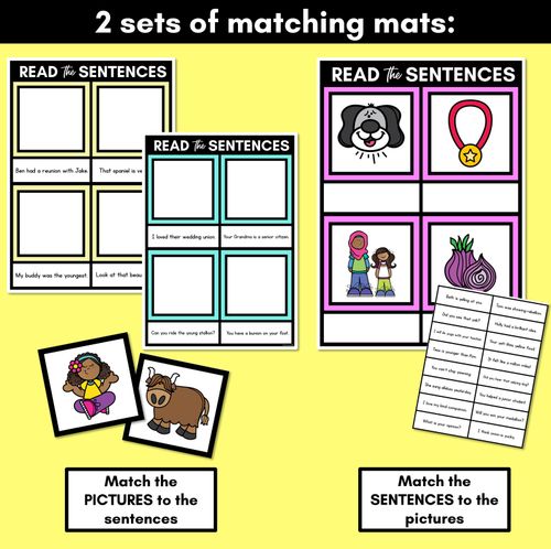 Resource preview 3 for Y Phoneme Decodable Sentence Mats - Read & Match