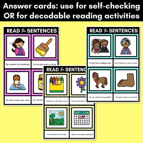 Resource preview 4 for Y Phoneme Decodable Sentence Mats - Read & Match