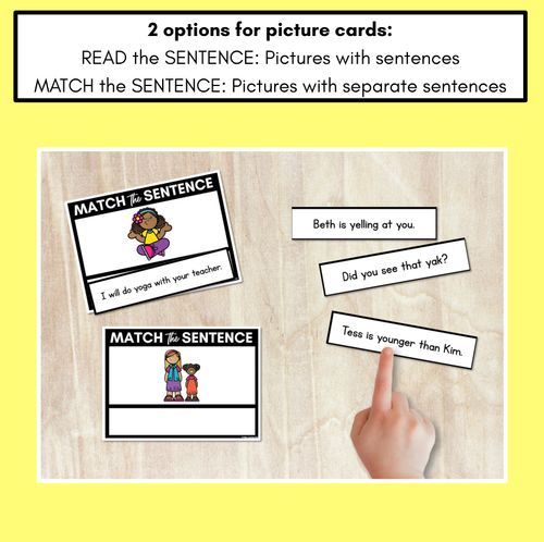 Resource preview 2 for Y Phoneme Decodable Sentences - Read & Match