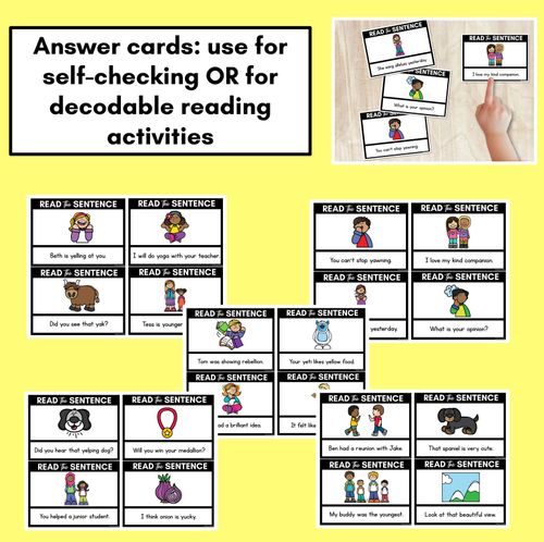 Resource preview 4 for Y Phoneme Decodable Sentences - Read & Match