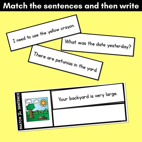 Resource preview 3 for Y Phoneme Decodable Sentences - Read, Match & Write