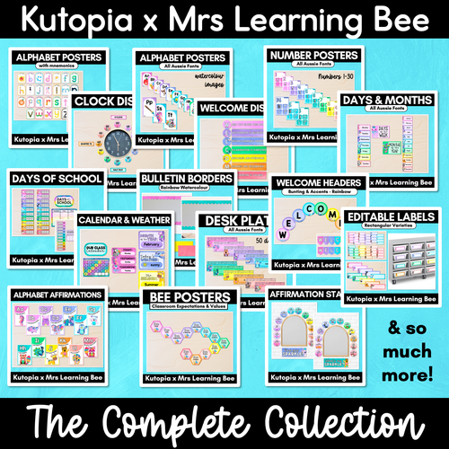 Resource preview 4 for Editable Scalloped Bunting - Alphabet & Numbers - The Kutopia Collection - Rainbow Watercolour