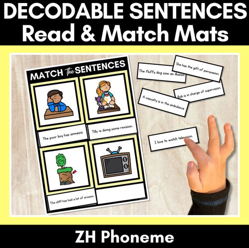 Resource preview 1 for ZH Phoneme Decodable Sentence Mats - Read & Match