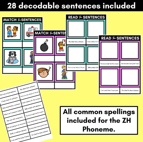 Resource preview 2 for ZH Phoneme Decodable Sentence Mats - Read & Match