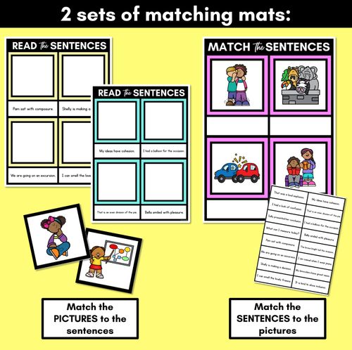 Resource preview 3 for ZH Phoneme Decodable Sentence Mats - Read & Match