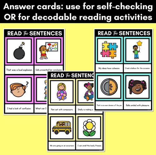 Resource preview 4 for ZH Phoneme Decodable Sentence Mats - Read & Match